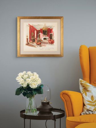 Lot #131 John F. Kennedy 1962 White House Christmas Gift Print - 'Red Room' - Image 4