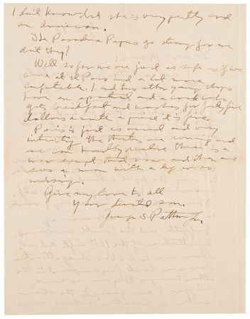 Lot #445 George S. Patton World War I-Dated Autograph Letter Signed: 