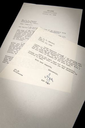 Lot #620 Ayn Rand Typed Letter Signed on the Film