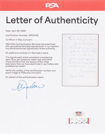 Lot #21 Jacqueline Kennedy Signed Book, Presented to Chief Justice Earl Warren a Month After President Kennedy?s Assassination (One of 85 Privately Printed Copies) - Image 12