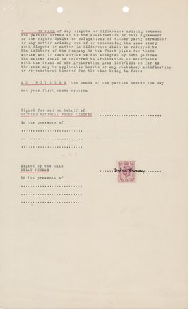 Lot #654 Dylan Thomas Document Signed for a