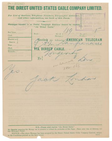 Lot #618 Jack London 'White Fang' Archive, with Autograph Letter Signed and Publishing Agreement: 
