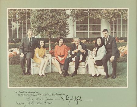 Lot #120 Lyndon and Lady Bird Johnson Signed Photograph as President and First Lady - 