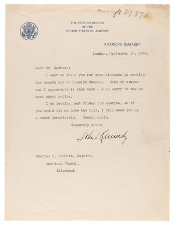 Lot #33 John F. Kennedy Typed Letter Signed on a