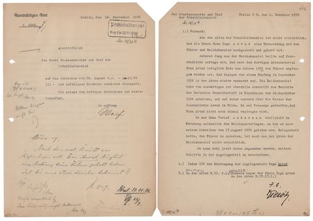 Lot #46 John F. Kennedy: Inga Arvad Letter and Document Collection - The Nazi Party Investigates Her Claimed Meetings with Hitler - Image 5