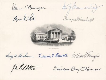 Lot #422 Supreme Court Justices (8) Signed
