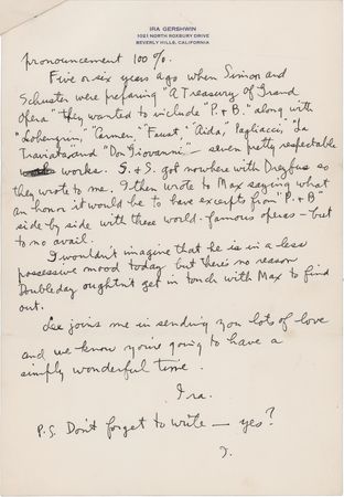 Lot #721 Ira Gershwin Autograph Letter Signed on Porgy and Bess - Image 2