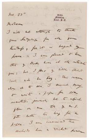 Lot #275 Charles Darwin Autorgaph Letter Signed on His Horticultural Studies: 