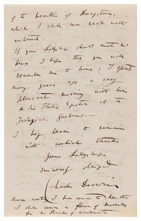 Lot #275 Charles Darwin Autorgaph Letter Signed on His Horticultural Studies: 