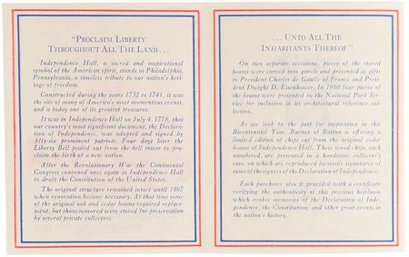 Lot #353 Independence Hall Wood Relic - Limited Edition - Image 7