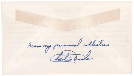 Lot #525 Apollo 16 Crew-Signed Insurance Cover - From the Personal Collection of Charlie Duke - Image 2