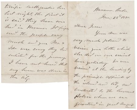 Lot #105 U. S. Grant Handwritten Letter to His Son from Cuba, Reflecting on 
