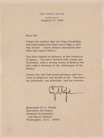 Lot #51 Lyndon B. Johnson (13) Typed Letters Signed to the Executive Secretary of the National Aeronautics and Space Council: 