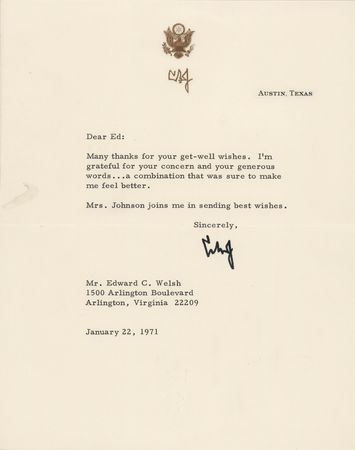 Lot #51 Lyndon B. Johnson (13) Typed Letters Signed to the Executive Secretary of the National Aeronautics and Space Council: 