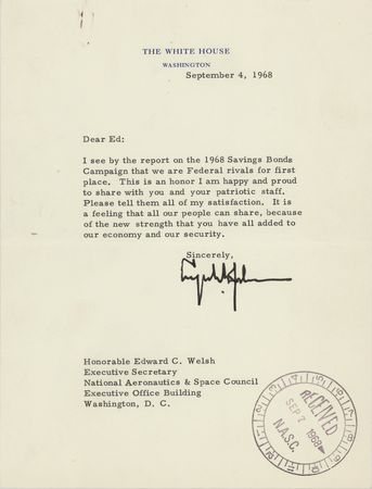 Lot #51 Lyndon B. Johnson (13) Typed Letters Signed to the Executive Secretary of the National Aeronautics and Space Council: 