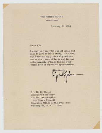 Lot #51 Lyndon B. Johnson (13) Typed Letters Signed to the Executive Secretary of the National Aeronautics and Space Council: 
