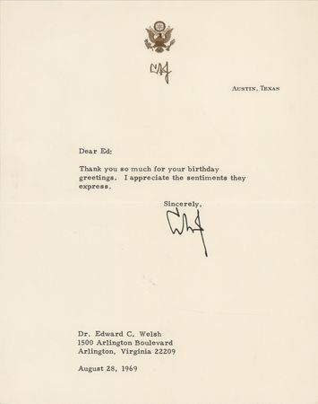 Lot #51 Lyndon B. Johnson (13) Typed Letters Signed to the Executive Secretary of the National Aeronautics and Space Council: 