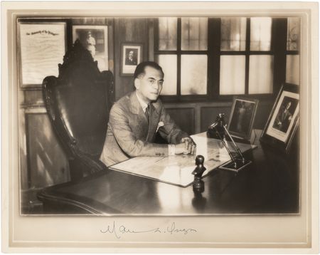 Lot #410 Manuel Quezon Signed Photograph