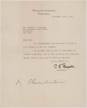 Lot #325 Neville Chamberlain Signature