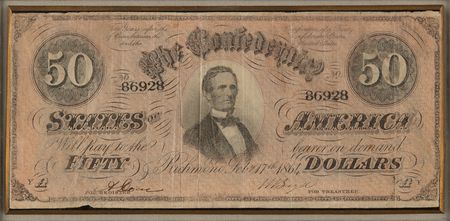Lot #469 Confederate Currency 50-Dollar Banknote (1864) - Image 2