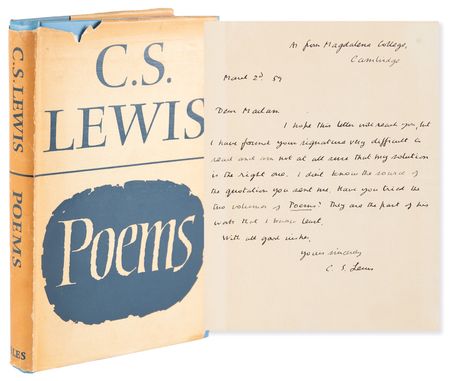 Lot #617 C. S. Lewis Autograph Letter Signed, in a