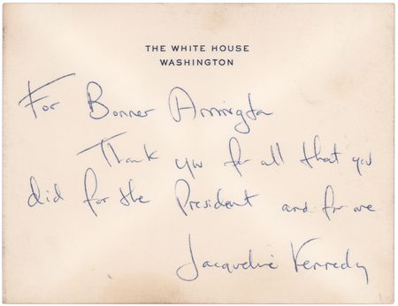 Lot #126 Jacqueline Kennedy Autograph Note Signed