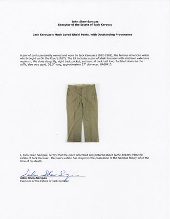 Lot #630 Jack Kerouac's Personally-Owned and -Worn Khaki Pants - Image 3