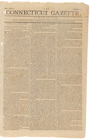 Lot #336 Funding Act of 1790: The Connecticut Gazette from August 20, 1790 - Image 1