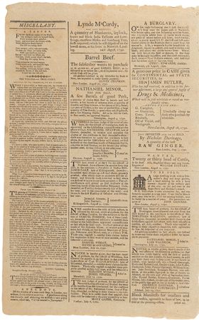 Lot #336 Funding Act of 1790: The Connecticut Gazette from August 20, 1790 - Image 2