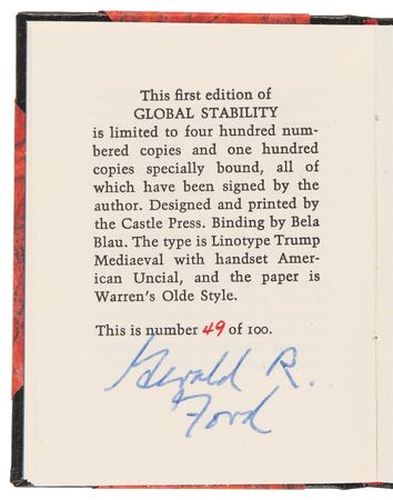 Lot #98 Gerald Ford Signed Book - Global Stability (Ltd. Ed. #49/100) - Image 4