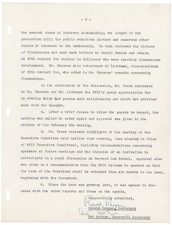 Lot #175 Ronald Reagan Document Signed: 