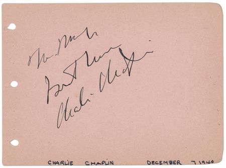 Lot #852 Charlie Chaplin Signature