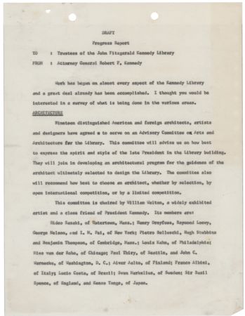 Lot #219 Robert F. Kennedy Typed Letter Signed and Draft Memorandum for the Proposed John Fitzgerald Kennedy Library - Image 3