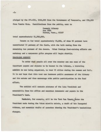 Lot #219 Robert F. Kennedy Typed Letter Signed and Draft Memorandum for the Proposed John Fitzgerald Kennedy Library - Image 7