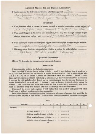 Lot #43 John F. Kennedy Signed Physics Laboratory Worksheet from Choate - Image 2