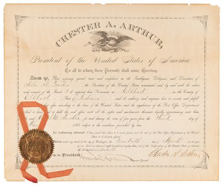 Lot #63 Chester A. Arthur Document Signed as President - Image 1