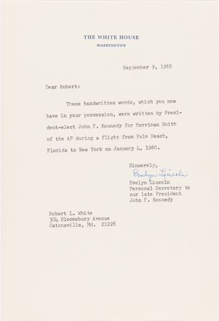 Lot #34 John F. Kennedy Handwritten Statement as President-Elect (January 4, 1961) - Early Basis for His Inaugural Address - Image 3