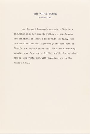 Lot #34 John F. Kennedy Handwritten Statement as President-Elect (January 4, 1961) - Early Basis for His Inaugural Address - Image 5