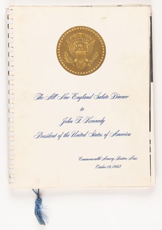 Lot #143 John F. Kennedy 'The All New England Salute Dinner' Program (October 19, 1963) - His Last Public Appearance in Massachusetts - Image 1