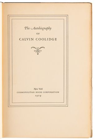 Lot #88 Calvin Coolidge Signed Book - The Autobiography of Calvin Coolidge - Image 6