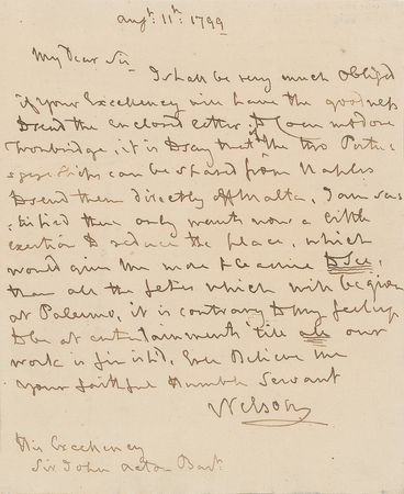 Lot #448 Horatio Nelson Autograph Letter Signed,