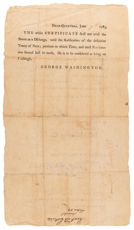 Lot #2 George Washington Revolutionary War-Dated Document Signed, Discharging a Patriot with the 