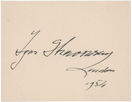 Lot #710 Igor Stravinsky Signature