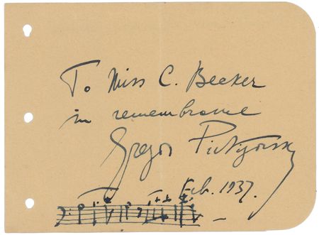 Lot #704 Gregor Piatigorsky Autograph Musical