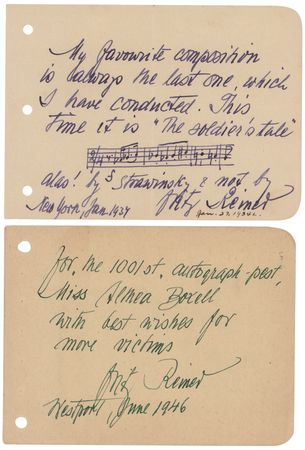 Lot #706 Fritz Reiner (2) Items - Signature and