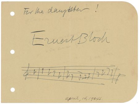 Lot #684 Ernest Bloch Autograph Musical Quotation