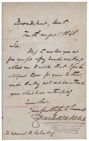 Lot #612 Charles Dickens (2) Signed Items - Autograph Letter and Handwritten Quote from Dombey and Son - Image 2