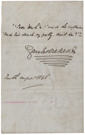 Lot #612 Charles Dickens (2) Signed Items - Autograph Letter and Handwritten Quote from Dombey and Son - Image 3