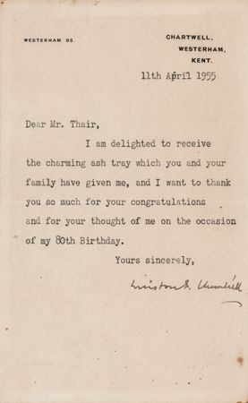 Lot #232 Winston and Clementine Churchill (2) Typed Letters Signed - Image 1