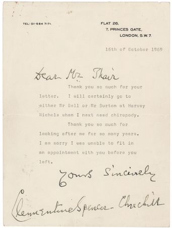 Lot #232 Winston and Clementine Churchill (2) Typed Letters Signed - Image 2